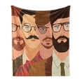 thumbnail image 1 of Young Man Soft Flannel Fleece Blanket, Cartoon Design Illustration of Male Hipster Characters with Mustache and Glasses, Cozy Plush for Indoor and Outdoor Use, 50" x 70", Multicolor, by Ambesonne, 1 of 5