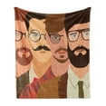 thumbnail image 1 of Young Man Soft Flannel Fleece Blanket, Cartoon Design Illustration of Male Hipster Characters with Mustache and Glasses, Cozy Plush for Indoor and Outdoor Use, 60" x 80", Multicolor, by Ambesonne, 1 of 5