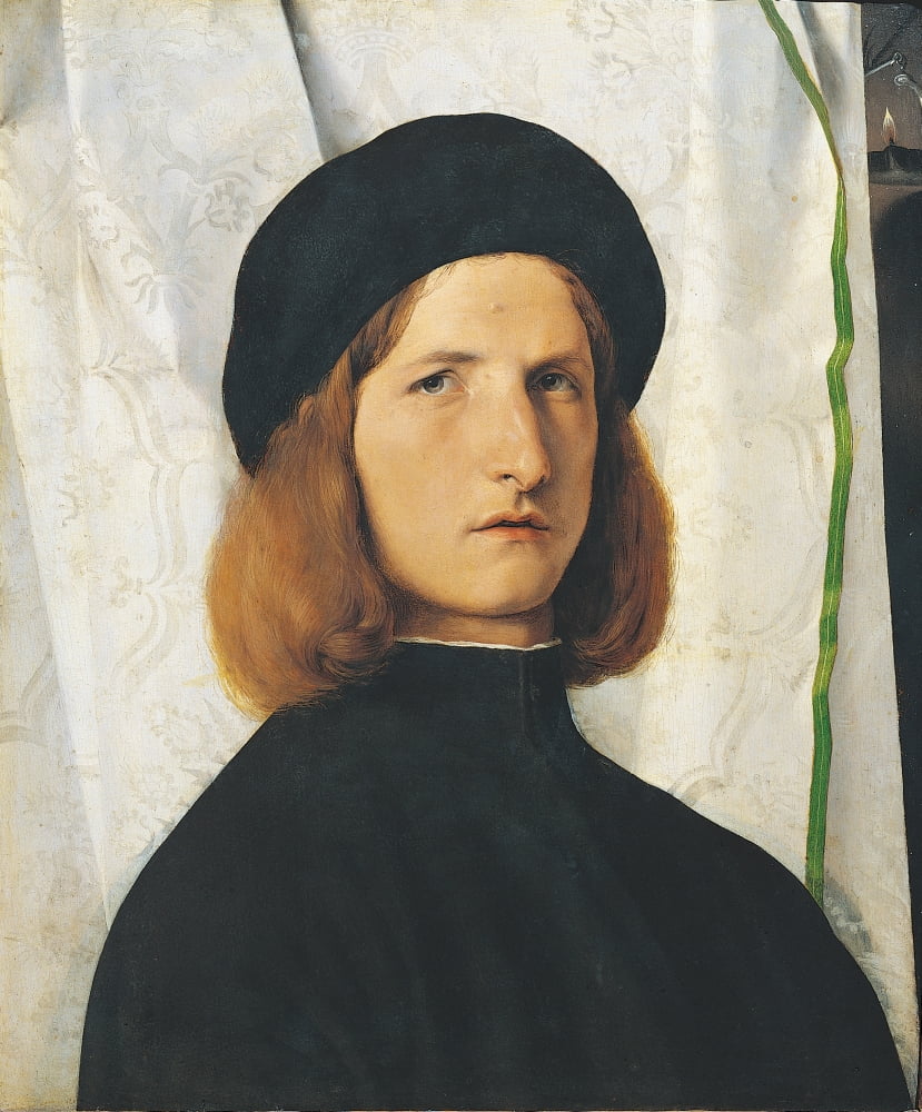 Young Man With An Oil Lamp (Portrait Of A Young Man In Front Of A White Curtain) Canvas Art - (18 x 24)