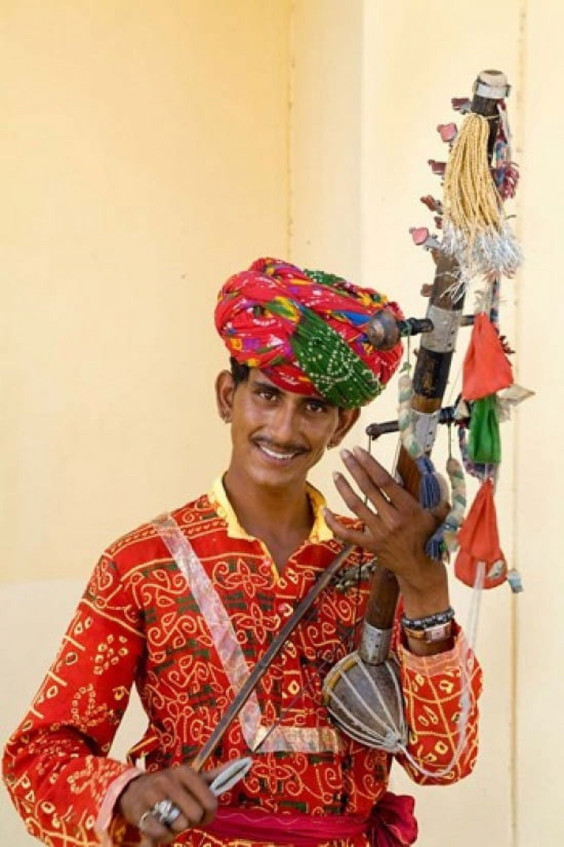 Young Man in Playing Old Fashioned Instrument Called a Sarangi Agra India Canvas Art - Bill Bachmann DanitaDelimont (25 x 37)