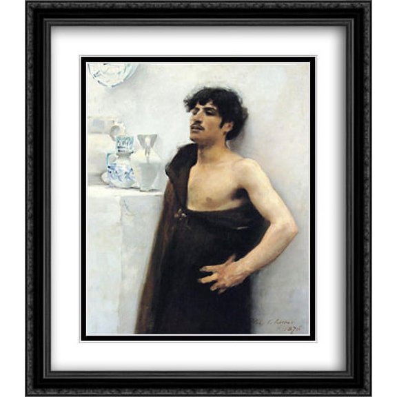Young Man in Reverie 2x Matted 28x32 Large Black Ornate Framed Art Print by Sargent, John Singer