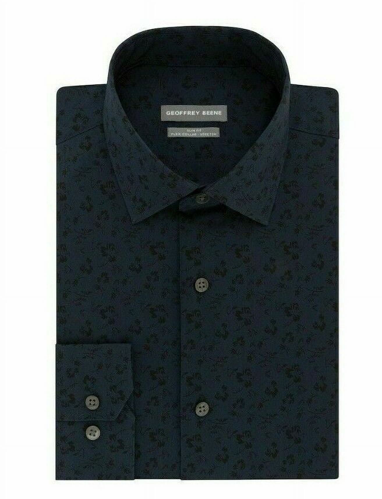 Young Mens Geoffrey Beene Slim-Fit Stretch Flex Spread-Collar Dress Shirt  XS/S (Denim,13 - 13 1/2,32/33)