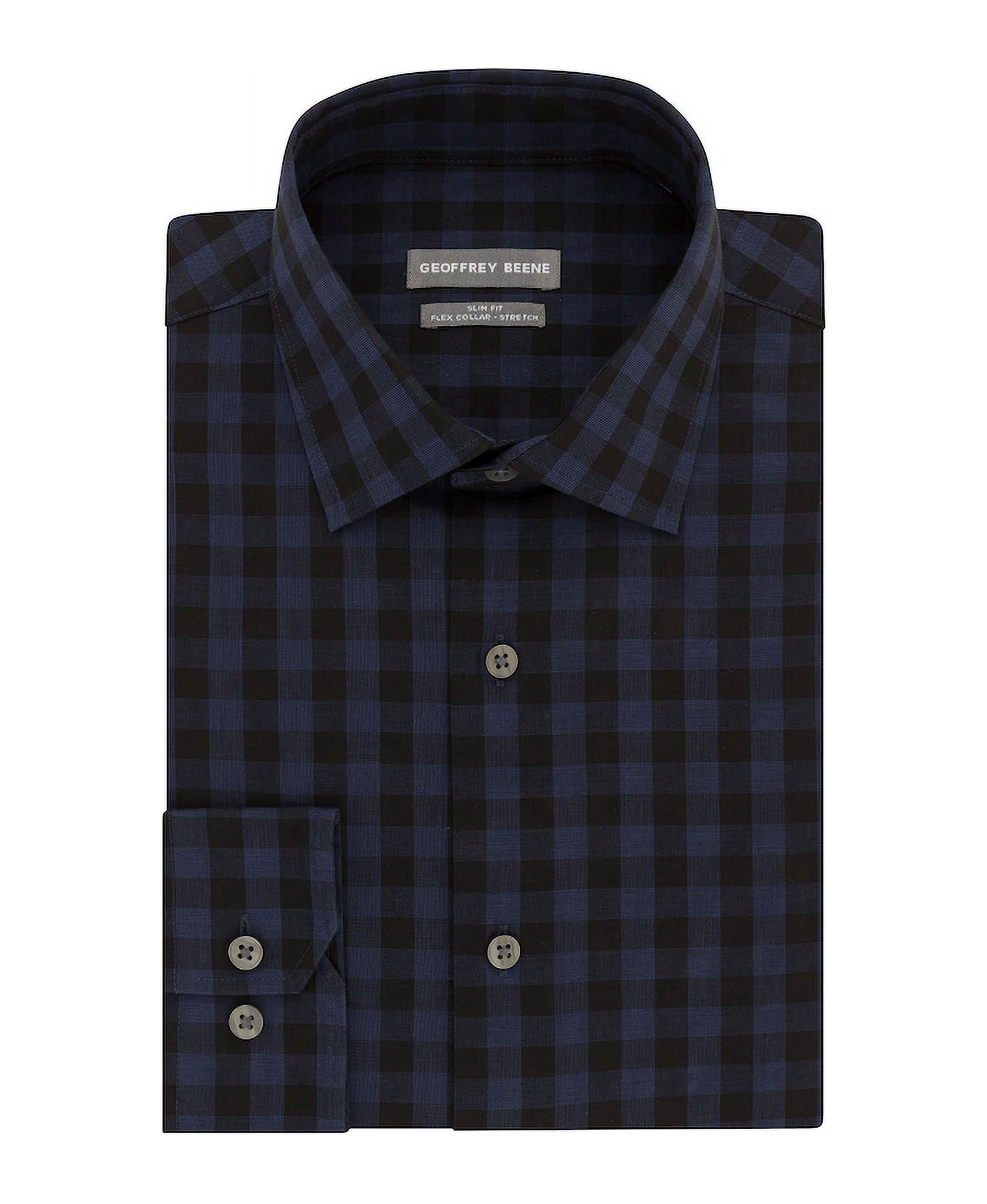 Young Mens Geoffrey Beene Slim-Fit Stretch Flex Spread-Collar Dress Shirt  XS/S (Petrol,14 - 14 1/2,34/35) - Walmart.com