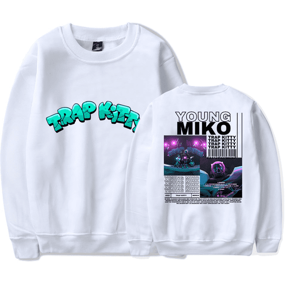Young Miko Merch Trap Kitty Vintage 90s Sweatshirt Men Women Fashion Hoodie Unisex Men Women Rapper Summer Long Sleeve Hoodies Casual Streetwear