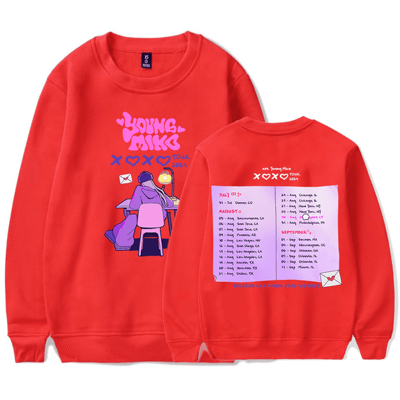 Young Miko Merch Xoxo Tour 2024 Sweatshirt Men Women Fashion Hoodie Unisex Men Women Rapper Summer Long Sleeve Hoodies Casual Streetwear