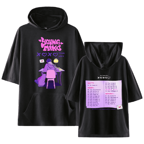 Young Miko Merch Xoxo Tour 2024 T-shirt with Hooded Rapper Cool Casual Short Sleeve Tee Top for Women and Men Summer Wear