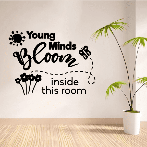 Young Minds Bloom Classroom Wall Decals Stickers Education Educational Quotes for Teachers Students School Room Nursery Kindergarten Library Home Art Decals Wall Art Vinyl Decoration Size (22x30 inch)