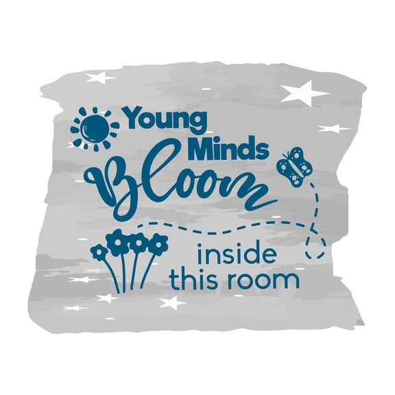 Young Minds Bloom Inside This Room Educational Quote Classroom Vinyl Wall Decal Wall Art Sticker Designs Vinyl Stickers For Home House Walls Rooms Windows Bedroom Decoration Size (28x28 inch)