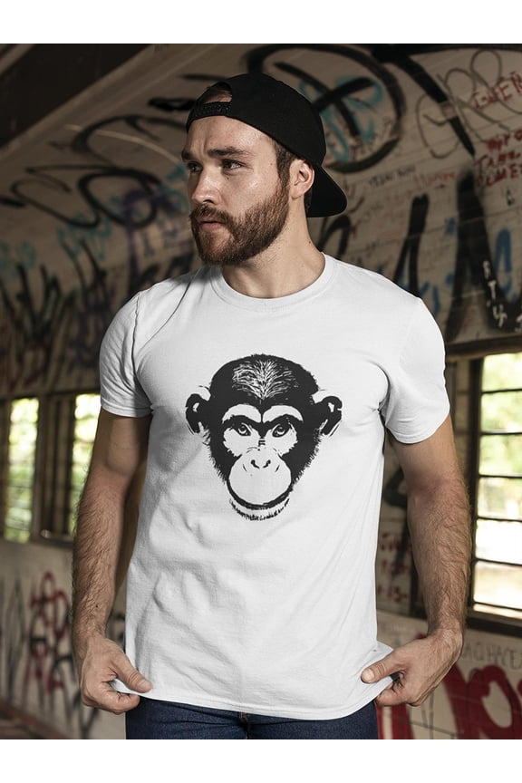 Young Monkey Head T-Shirt Men -Image by Shutterstock, Male Medium
