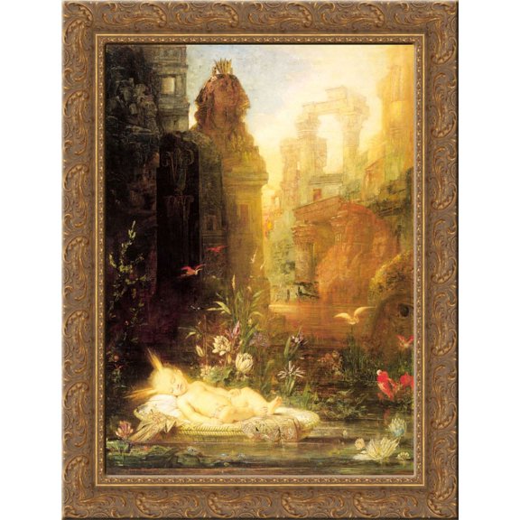 Young Moses 20x24 Gold Ornate Wood Framed Canvas Art by Moreau, Gustave