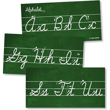 Young N Refined Cursive Alphabet Bulletin Board Decorations, Glossy Paper, Green