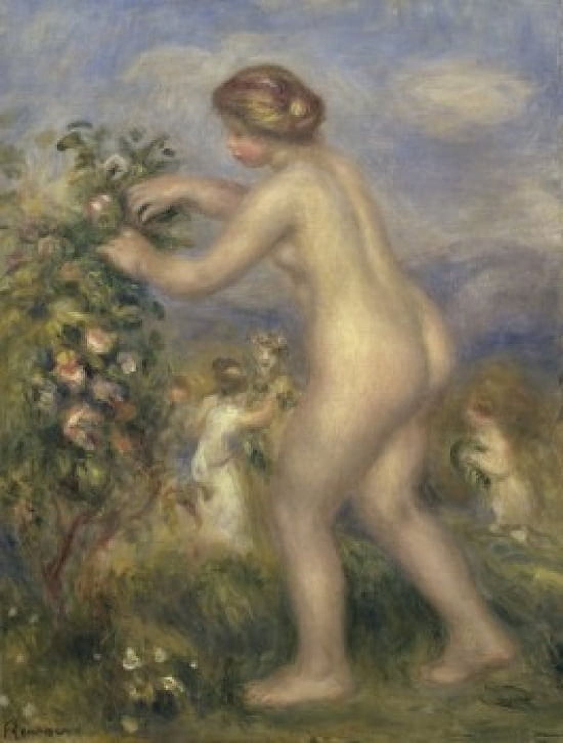 Young Nude Girl Picking Flowers , Pierre Auguste Renoir (1841-1919/French),  Private Collection Poster Print (18 x 24) - Walmart.com