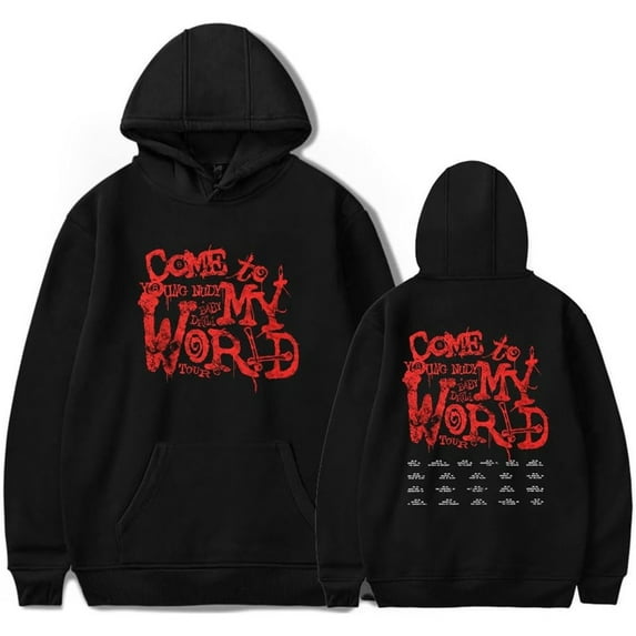 Young Nudy Come to My World Tour 2025 Merch Hoodie Pockets Drawstring Unisex Hooded Sweatshirt Fashion Clothing