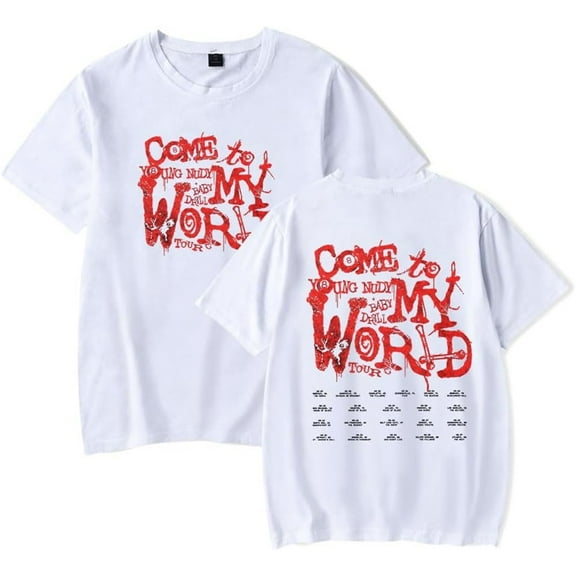 Young Nudy Come to My World Tour 2025 Merch Short Sleeve T-shirt Unisex Fashion Crew Neck Top