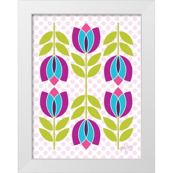 Young, Patty 12x14 White Modern Wood Framed Museum Art Print Titled - Mod Tulips III