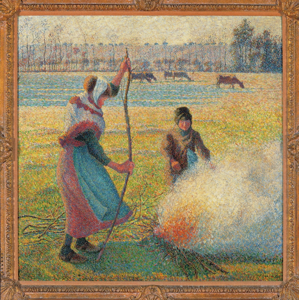Young Peasants Feeding A Fire Canvas Art - (24 x 36)