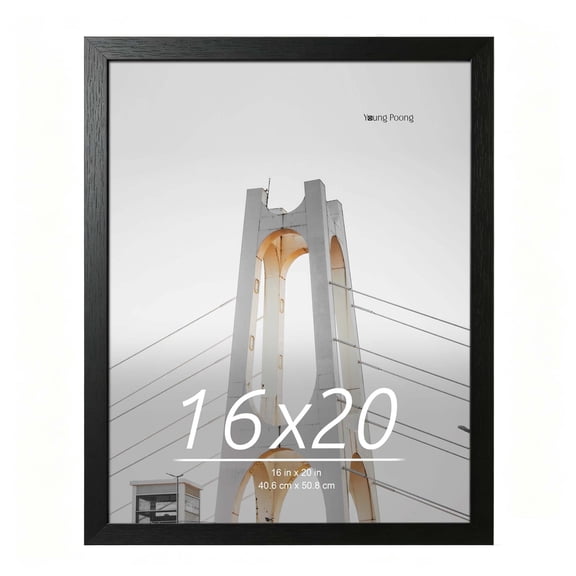 Young Poong 16 x 20 in Wood Picture Frame, Wall Hanging Poster Frame, Black