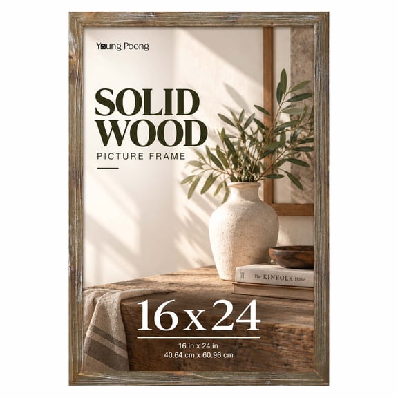 Young Poong 16 x 24 in Brown Solid Wood Picture Frame for Wall Hanging and Gallery Displays
