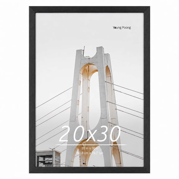 Young Poong 20 x 30 in Wood Picture Frame, Wall Hanging Poster Frame, Black
