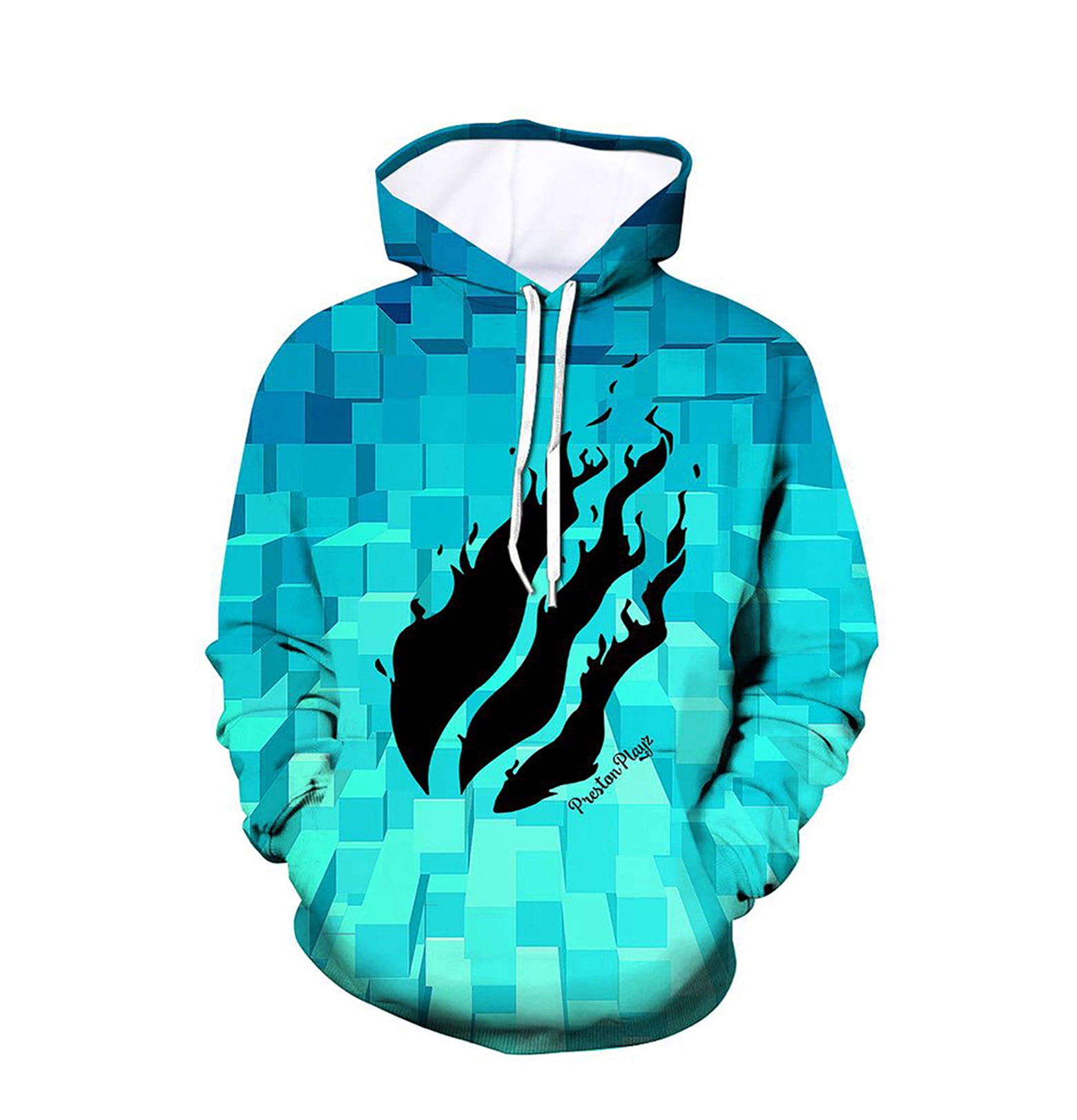 Young Prestonplayz Hoodies Children s Games 3D Printed Pullover Sweatshirt with Pocket for Kids Blue X Large