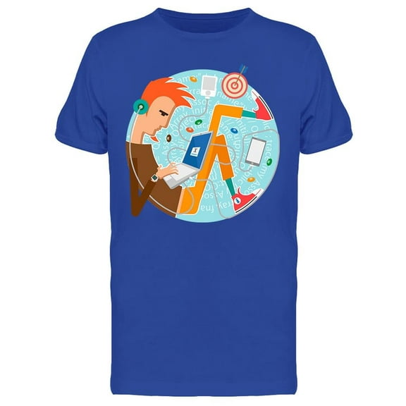 Young Programmer W/Laptop  T-Shirt Men -Image by Shutterstock, Male Large