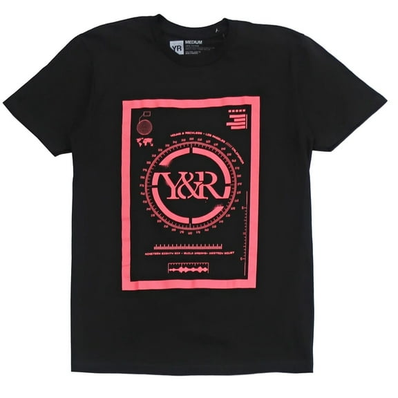 Young & Reckless Men's Box Compass Y & R Logo Graphic Tee T-Shirt (Medium, Black)