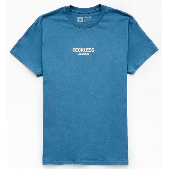 Young & Reckless Men's Classic Logo Short Sleeve Crewneck Tee (Small, Blue)