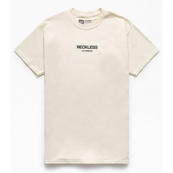 Young & Reckless Men's Classic Logo Short Sleeve Crewneck Tee (Small, Cream)