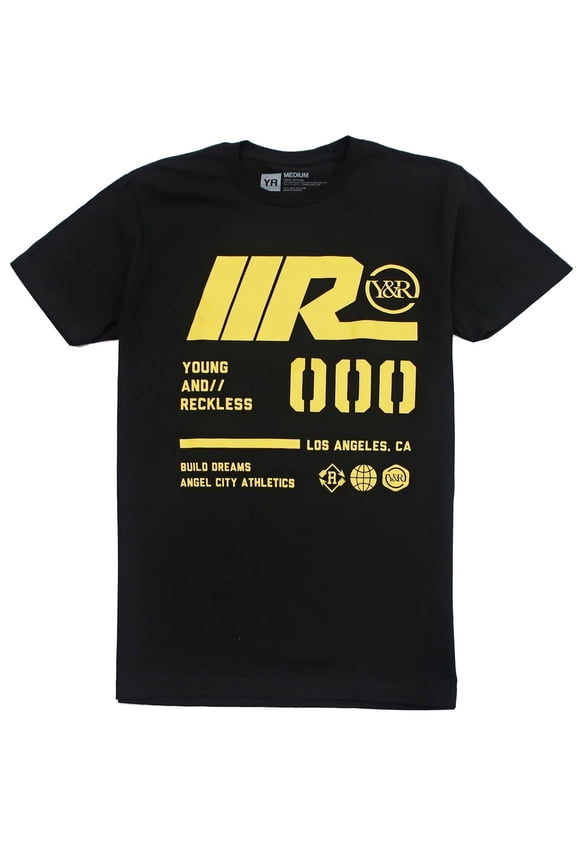 Men's Racing 000 Y & R Logo Graphic Tee T-Shirt (XX-Large, Black)
