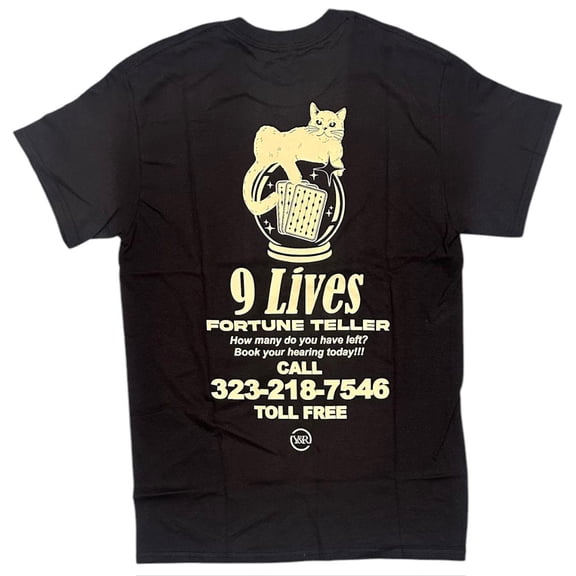 Young & Reckless Men's T-Shirt 9 Lives Short Sleeve Crewneck Tee (Large, Brown)