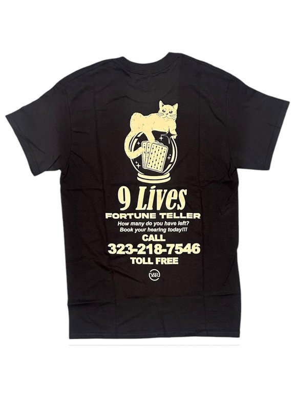Men's T-Shirt 9 Lives Short Sleeve Crewneck Tee (Small, Brown)