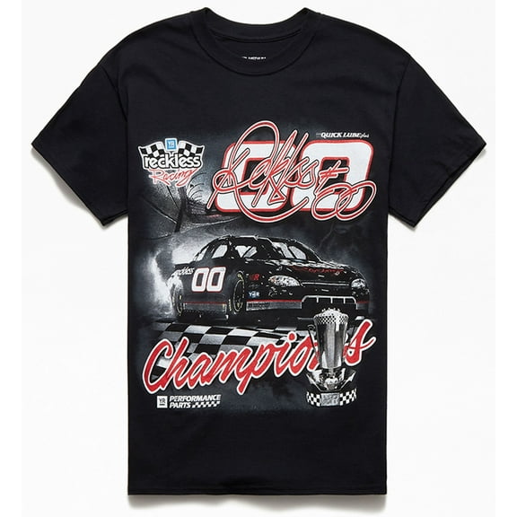 Young & Reckless Men's T-Shirt Slingshot NASCAR Racing Short Sleeve Crewneck Tee (Large, Black)