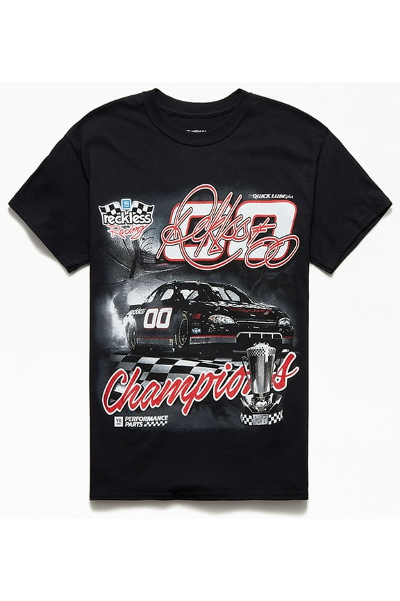 Men's T-Shirt Slingshot NASCAR Racing Short Sleeve Crewneck Tee (Large, Black)