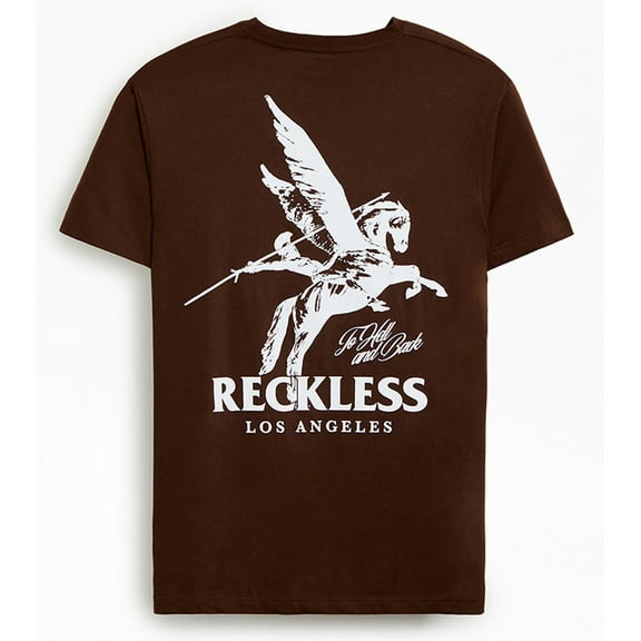 Young & Reckless Men's T-Shirt To Hell And Back Short Sleeve Crewneck Tee (Medium, Brown)
