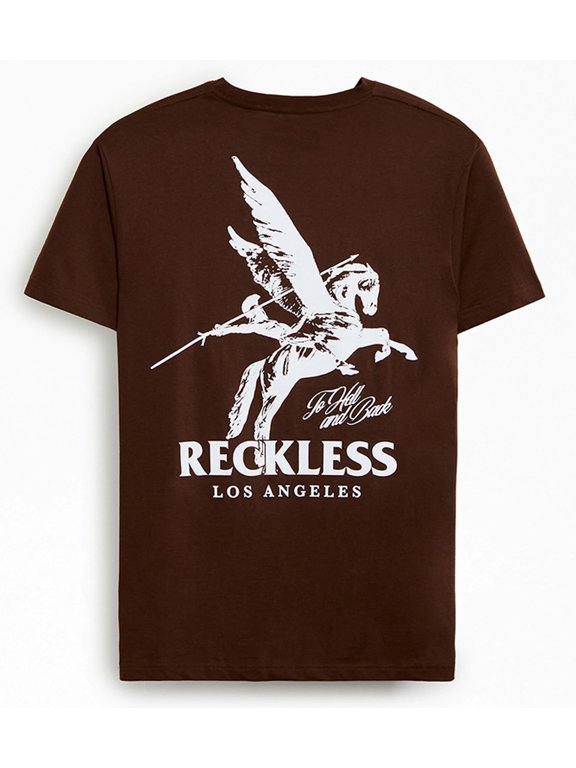 Men's T-Shirt To Hell And Back Short Sleeve Crewneck Tee (Medium, Brown)