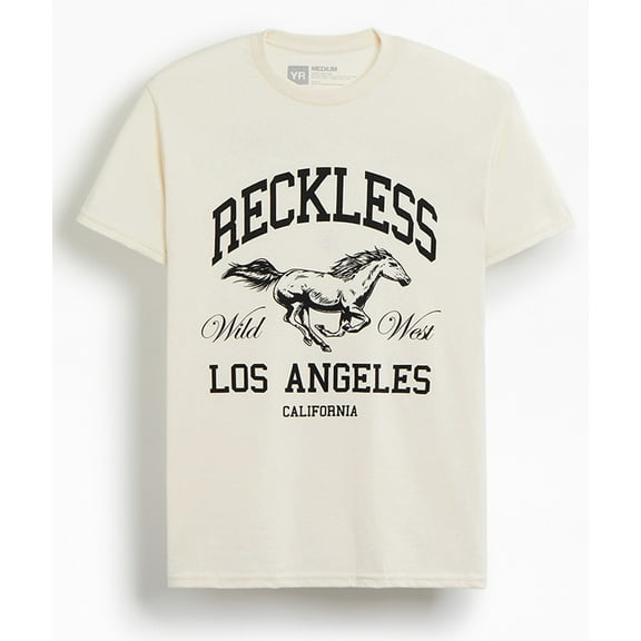 Young & Reckless Men's T-Shirt Wild Wild West Short Sleeve Crewneck Tee (X-Large, Cream)