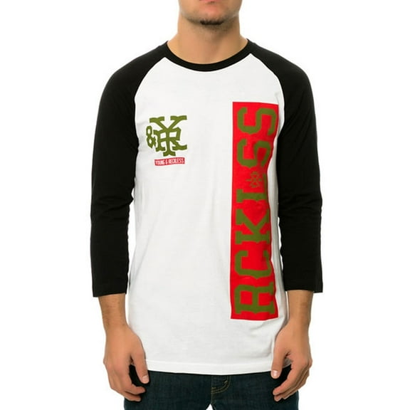 Young & Reckless Mens The Victory Lap Raglan Graphic T-Shirt, White, Small