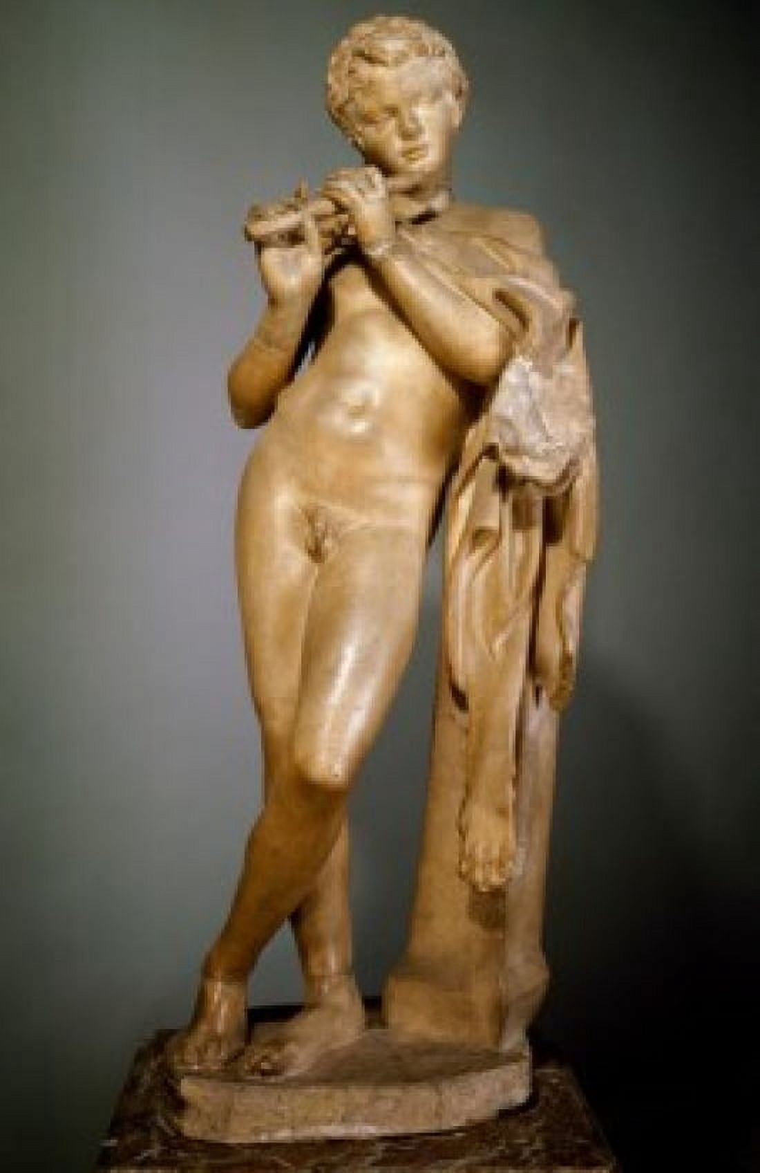 Young Satyr Playing the Flute statue Canvas Art - (18 x 24)