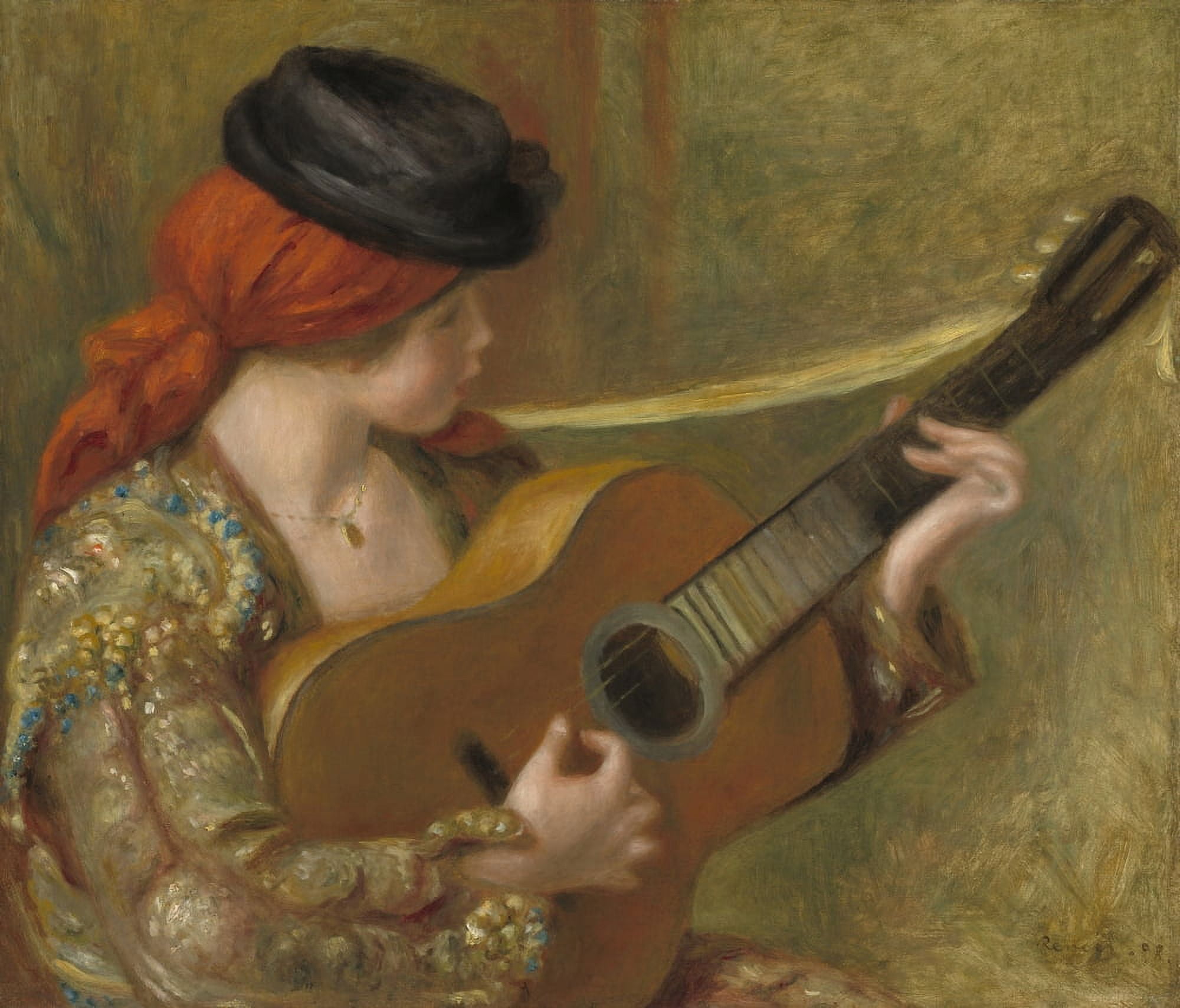 Young Spanish Woman With A Guitar Canvas Art - (36 x 24)