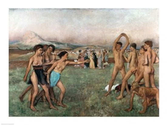 Young Spartans Exercising c1860 Canvas Art - Edgar Degas (24 x 18)