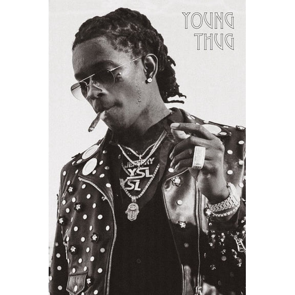 Young Thug Inspired Hip Hop Wall Art For Music Fan Decor With Urban Black And White Style Size 24x36 Unframed Poster