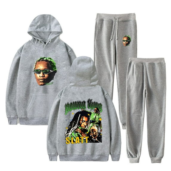 Young Thug SLATT Hoodie Suit Fashion 2 Pieces Sets Streetwear