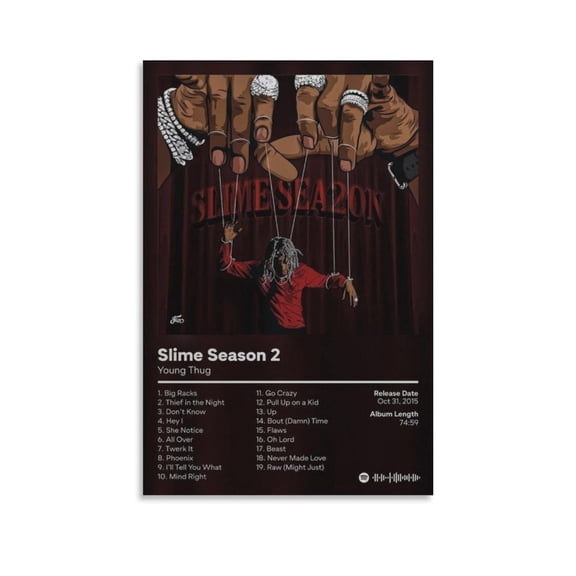 Young Thug Slime Season 2 Canvas Poster Bedroom Decoration Landscape Office Valentine's Birthday Gift