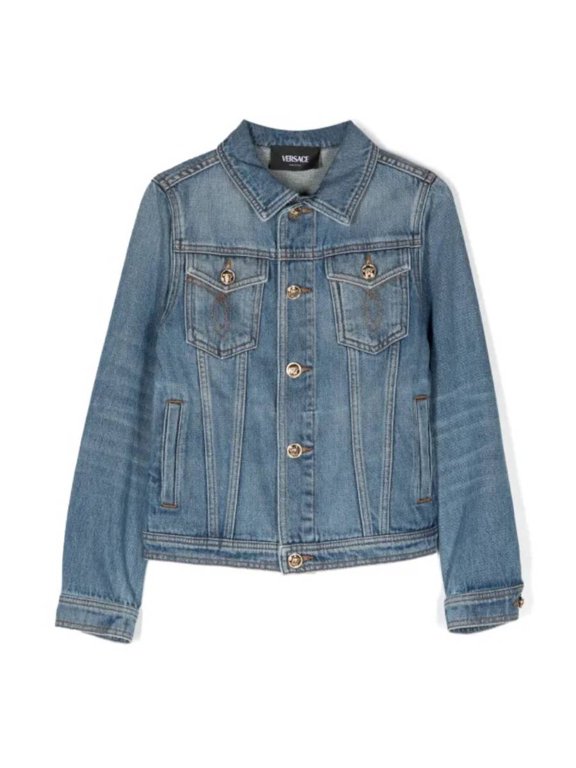 Boys Marine Logo Embroidered Denim Jacket, Size 4Y