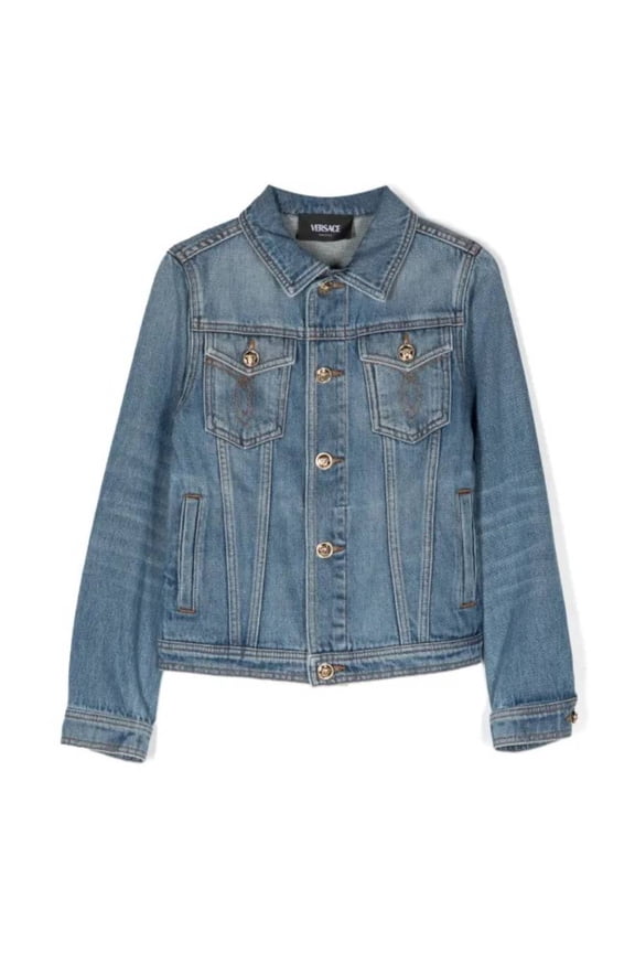Boys Marine Logo Embroidered Denim Jacket, Size 4Y