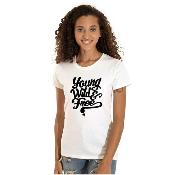 Young Wild Free Relaxed Chill Freedom Womens Fitted Plus Size Graphic Tee Brisco Brands 2X