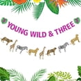 thumbnail image 1 of Young Wild and Three Birthday Decorations for Girls - Young Wild & Three Banner, Wild Animal Birthday Banner, Jungle Safari Theme Party Decorations for 3rd Birthday, 1 of 7