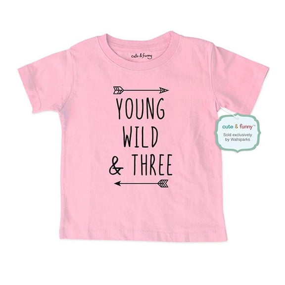 Young Wild & Three - wallsparks cute & funny Brand cool boho 3rd Birthday Shirt Age 3 Three year old - Soft Toddler Shirt