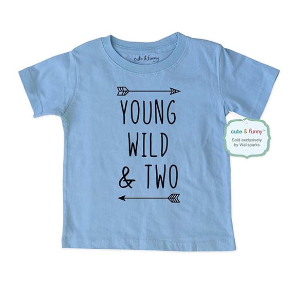 Young Wild & Two - wallsparks cute & funny Brand cool boho 2nd Birthday Shirt Age 2 Two year old - Soft Toddler Shirt