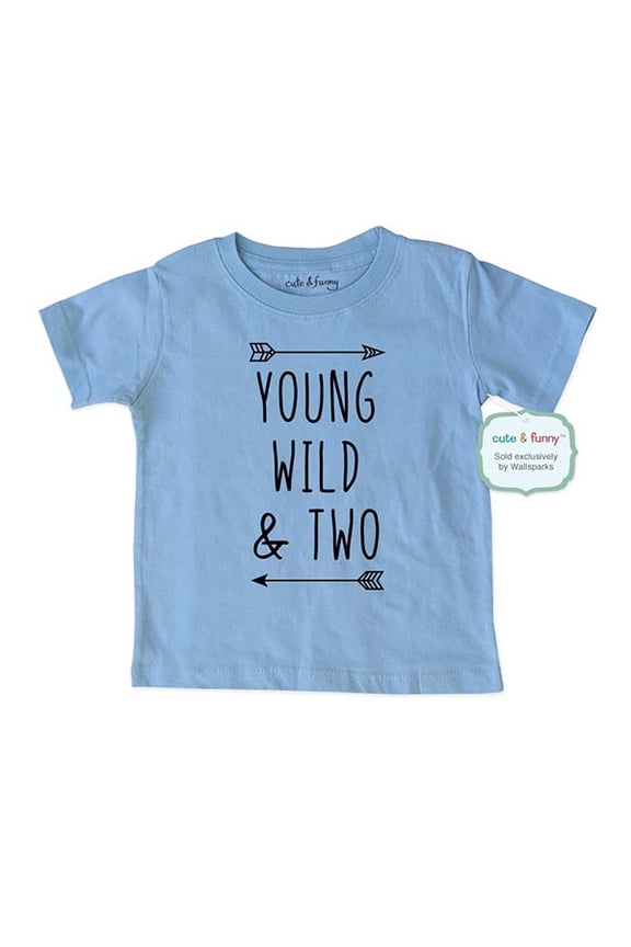 Young Wild & Two - wallsparks cute & funny Brand cool boho 2nd Birthday Shirt Age 2 Two year old - Soft Toddler Shirt